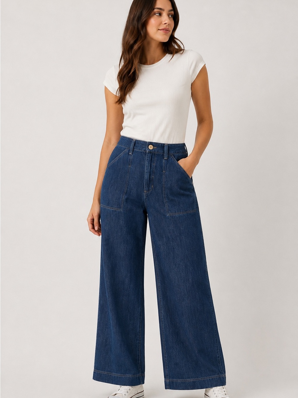 Lee Legendary Drapey Trouser Jeans Egyptian Blue Wide Leg NWT 12M Medium